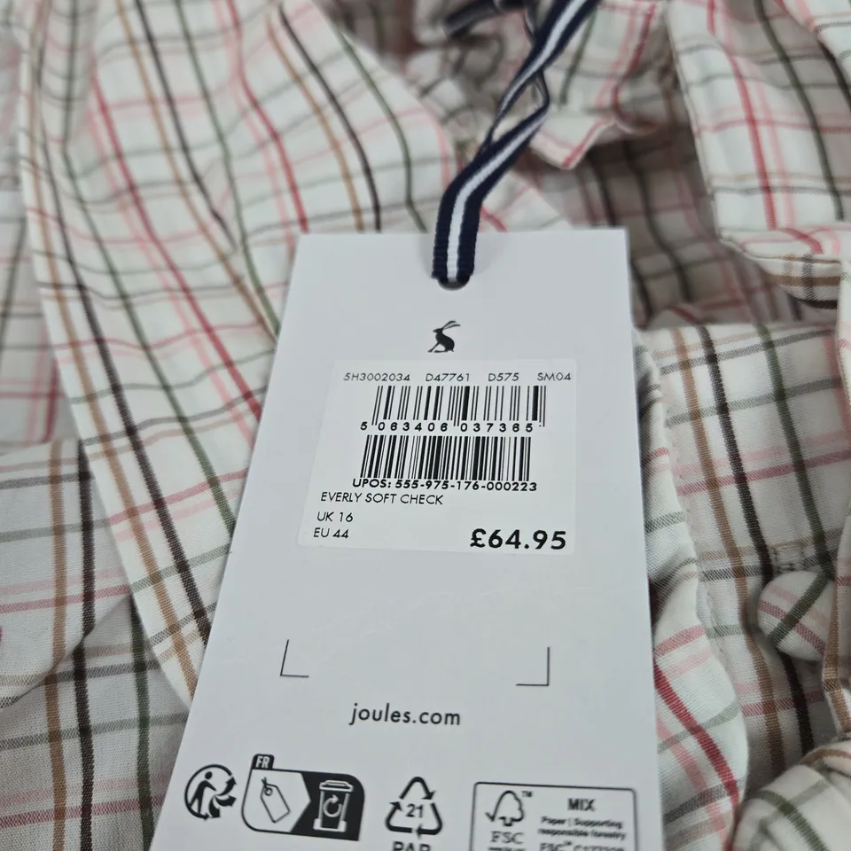 JOULES EVERLY SOFT CHECK SHIRT UK 16 TAGGED