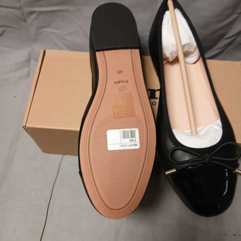DUNE LONDON BLACK PATENT LEATHER BALLET FLATS – UK 7 / EU 40