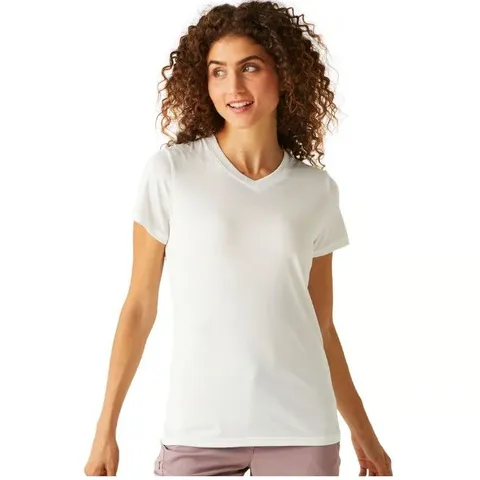 REGATTA WOMEN'S FINGAL V-NECK T-SHIRT WHITE SIZE 18