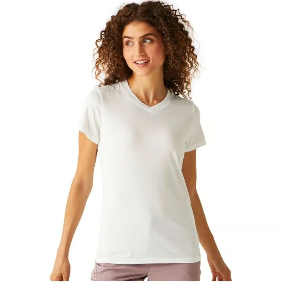 REGATTA WOMEN'S FINGAL V-NECK T-SHIRT WHITE SIZE 18