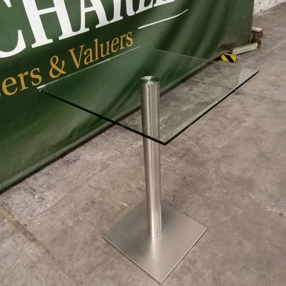 QUALITY DESIGNER BESPOKE SQUARE GLASS TOP BAR TABLE