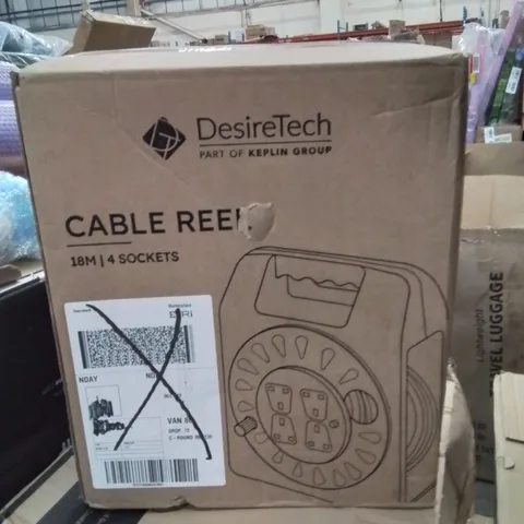 BOXED DESIRETECH 18m 4 SOCKET CABLE REEL