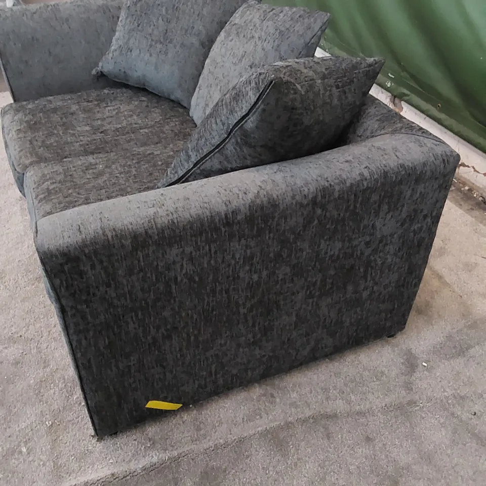 DESIGNER HOPFINGER 2-SEATER FABRIC UPHOLSTERED SOFA - CHARCOAL 