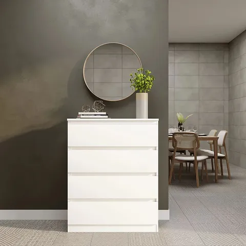BOXED MALVERN 4 DRAWER CHEST WHITE RECESSED HANDLES (2 BOXES)