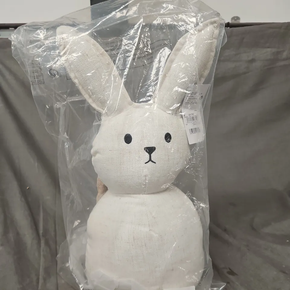 SOFT PLUSH BUNNY DOOR STOPPER – WHITE IN CLEAR PACKAGING