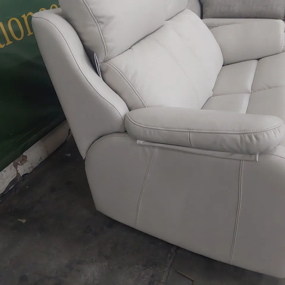 QUALITY BRITISH DESIGNER G PLAN KINGSBURY TWO SEATER SOFA CAPRI CHALK LEATHER