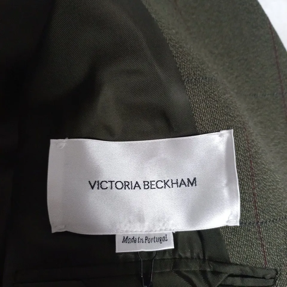 Victoria Beckham Dark Fern Wool Breasted Slant Shoulder Jacket – UK 12