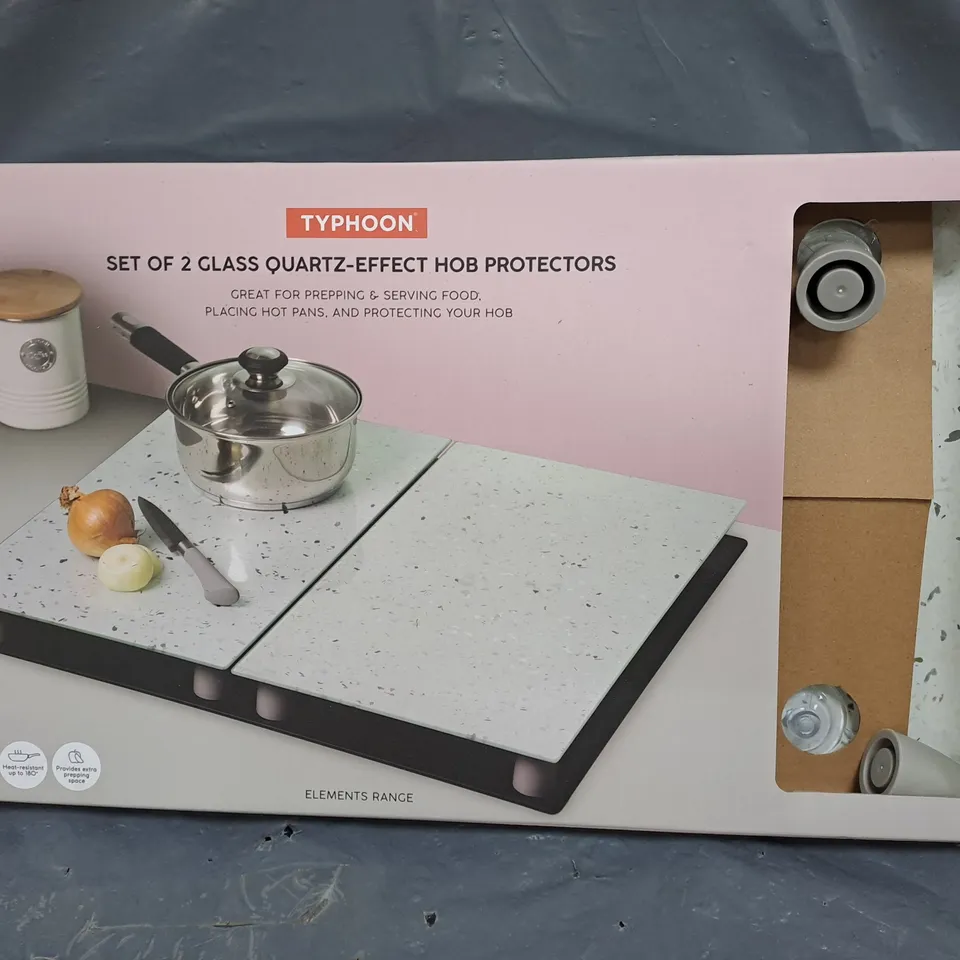 TYPHOON ELEMENTS SET OF 2 QUARTZ-EFFECT HOB PROTECTORS - COLLECTION ONLY - GLASS