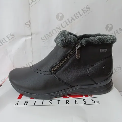 BOXED RIEKER FUR CUFF BOOTS, BLACK - SIZE 6.5