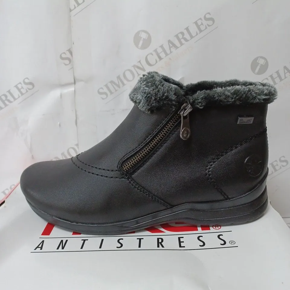 BOXED RIEKER FUR CUFF BOOTS, BLACK - SIZE 6.5