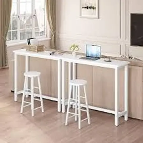 BOXED WOLTU TABLE SET WITH TWO BAR STOOLS - WHITE (1 BOX)