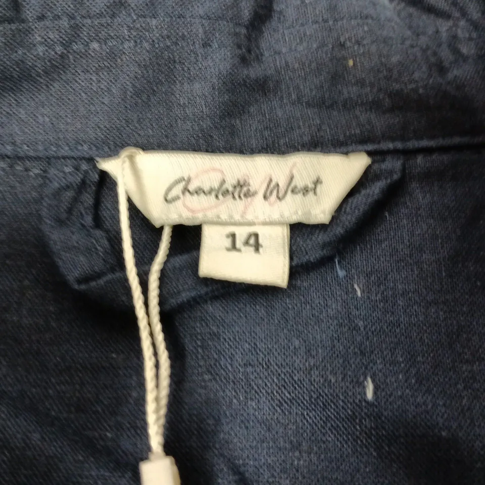 CHARLOTTE WEST WOMEN'S LONG SLEEVE SHIRT- NAVY, UK SIZE 14