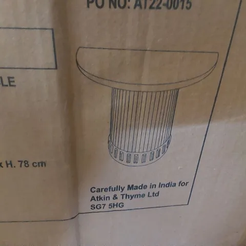 BOXED ATKIN AND THYME HALF MOON CONSOLE TABLE - WHITE