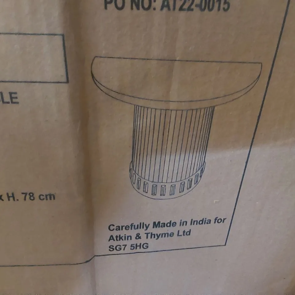 BOXED ATKIN AND THYME HALF MOON CONSOLE TABLE - WHITE