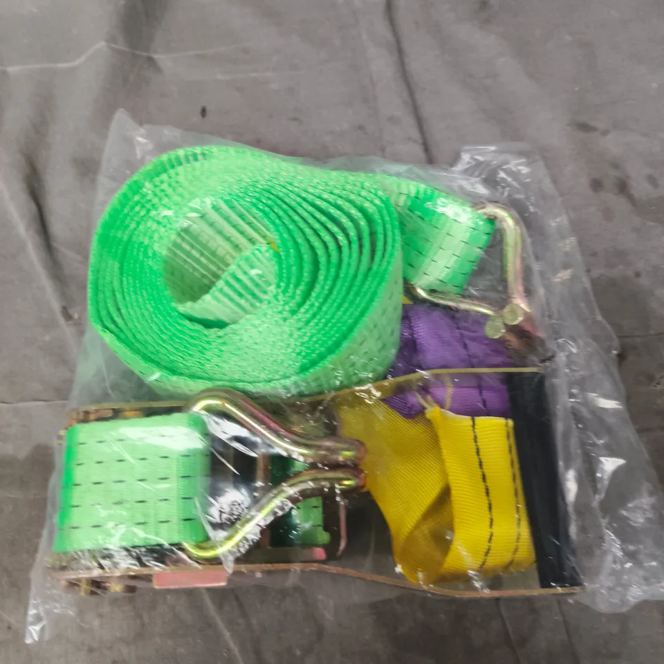 NEON GREEN RATCHET STRAP KIT WITH HOOKS