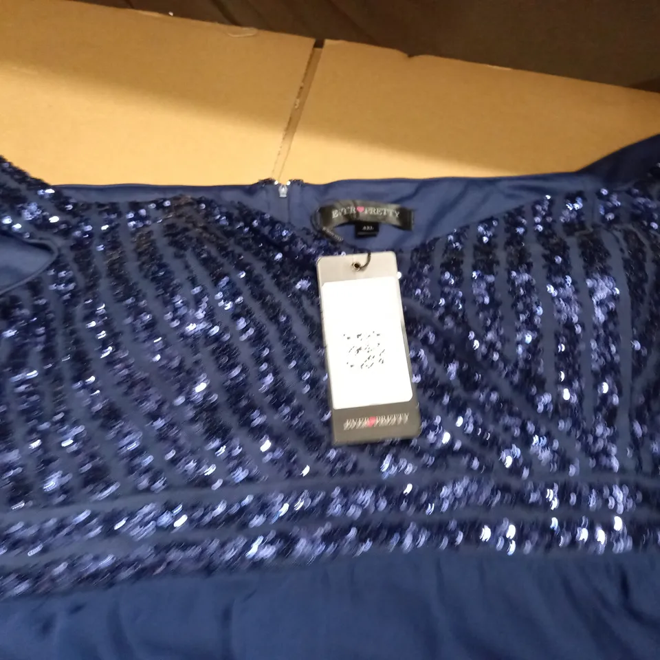 EVER PRETTY NAVY SEQUIN EMBELLISHED DRESS - 4XL