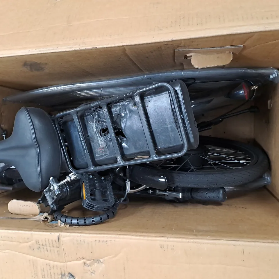 BOXED ZINC FOLDING ELECTRIC BIKE ECO // BLACK, 20" (1 BOX)
