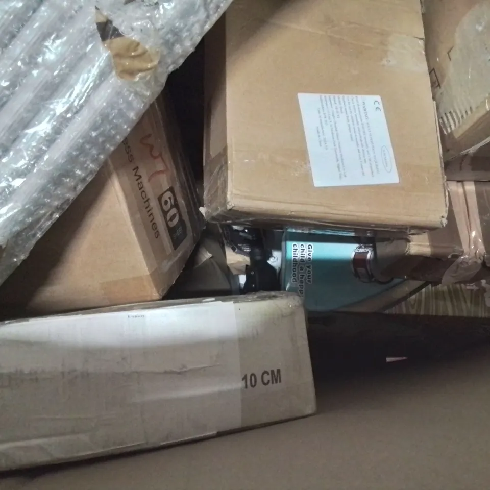 PALLET CONTAINING VARIOUS ASSORTED ITEMS TO INCLUDE: AIR FRYER,KIDS DRUM SET, AND LOTS MORE UNMARKED BOXED ITEMS 
