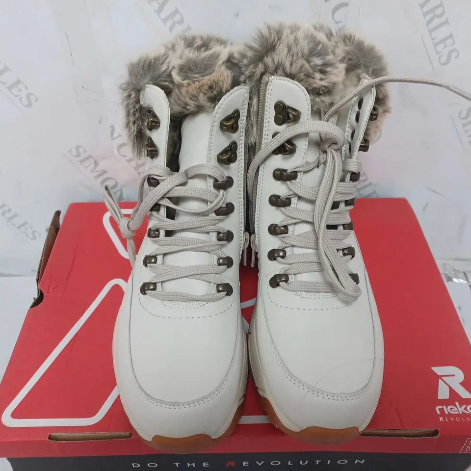 BOXED RIEKER REVOLUTION HIKER BOOTS, OFF WHITE - SIZE 39