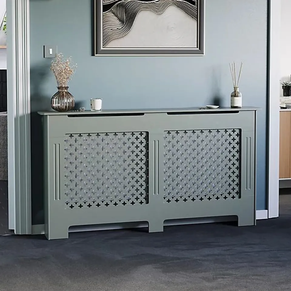 BOXED VIDA LASSIC OXFORD RADIATOR COVER, LARGE - GREY (1 BOX)