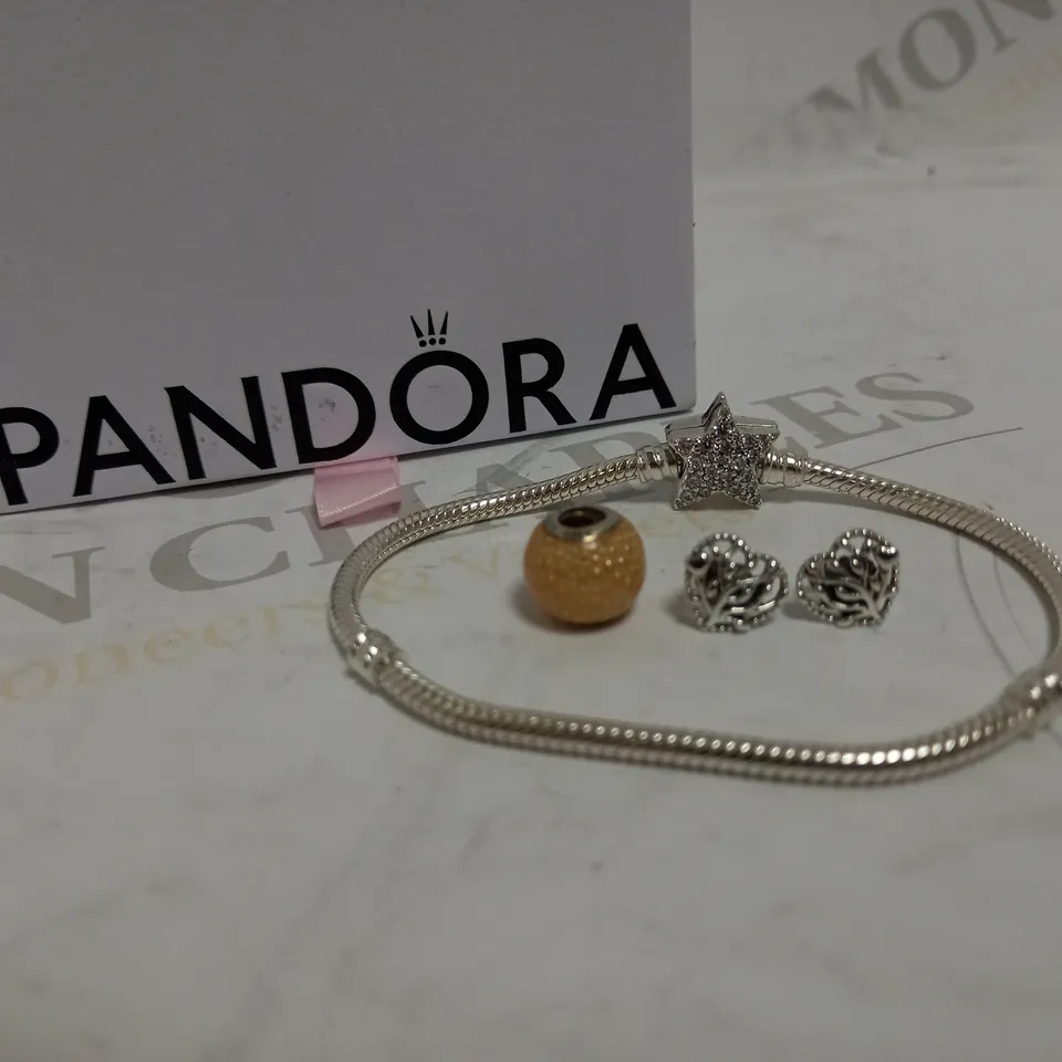 PANDORA BRACELET, CHARM & EARRINGS