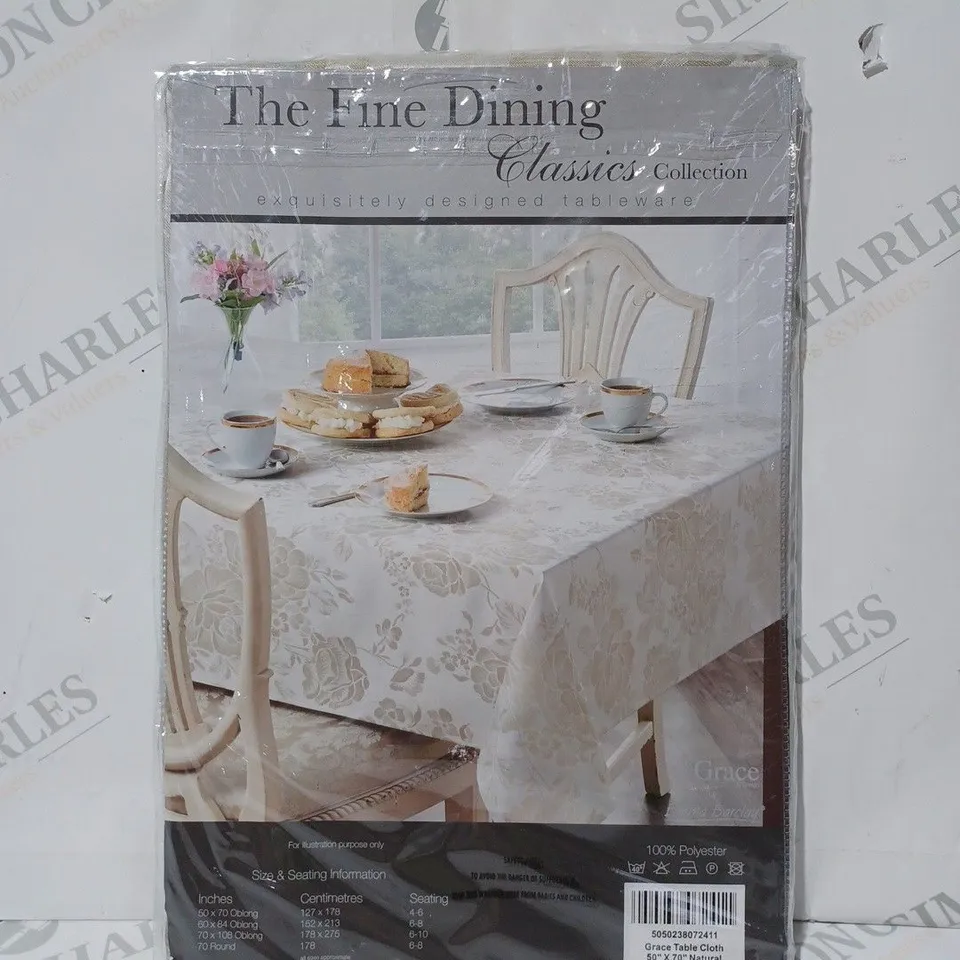 THE FINE DINING CLASSICS COLLECTION GRACE TABLE CLOTH IN NATURAL COLOUR (50" X 70")