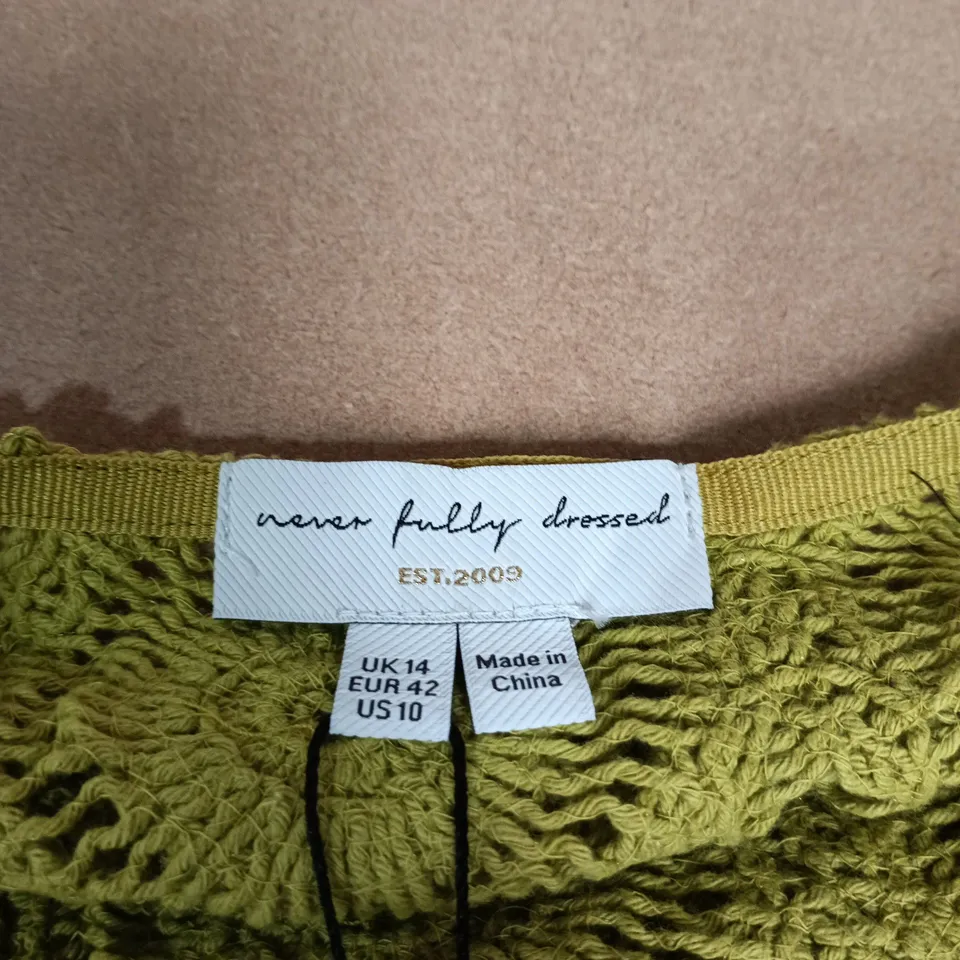 NEVER FULLY DRESSED GREEN SHELL MINI ELODIE DRESS – UK 14