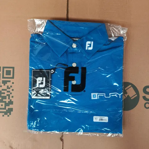 BAGGED FOOTJOY STRETCH PIQUE TOP IN SOLID BLUE MARLIN SIZE SMALL