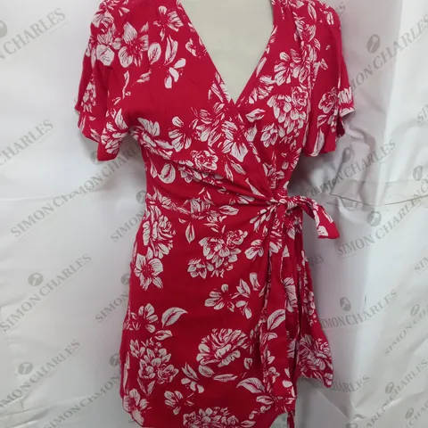 SUPERDRY VINTAGE MINI WRAP DRESS IN FLORAL RED SIZE 12