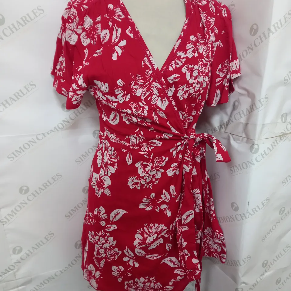SUPERDRY VINTAGE MINI WRAP DRESS IN FLORAL RED SIZE 12