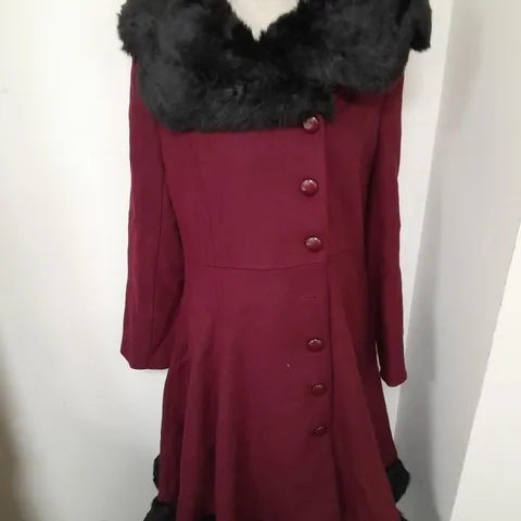 COLLECTIF VINTAGE ARLENE COAT IN WINE - 32-L-14