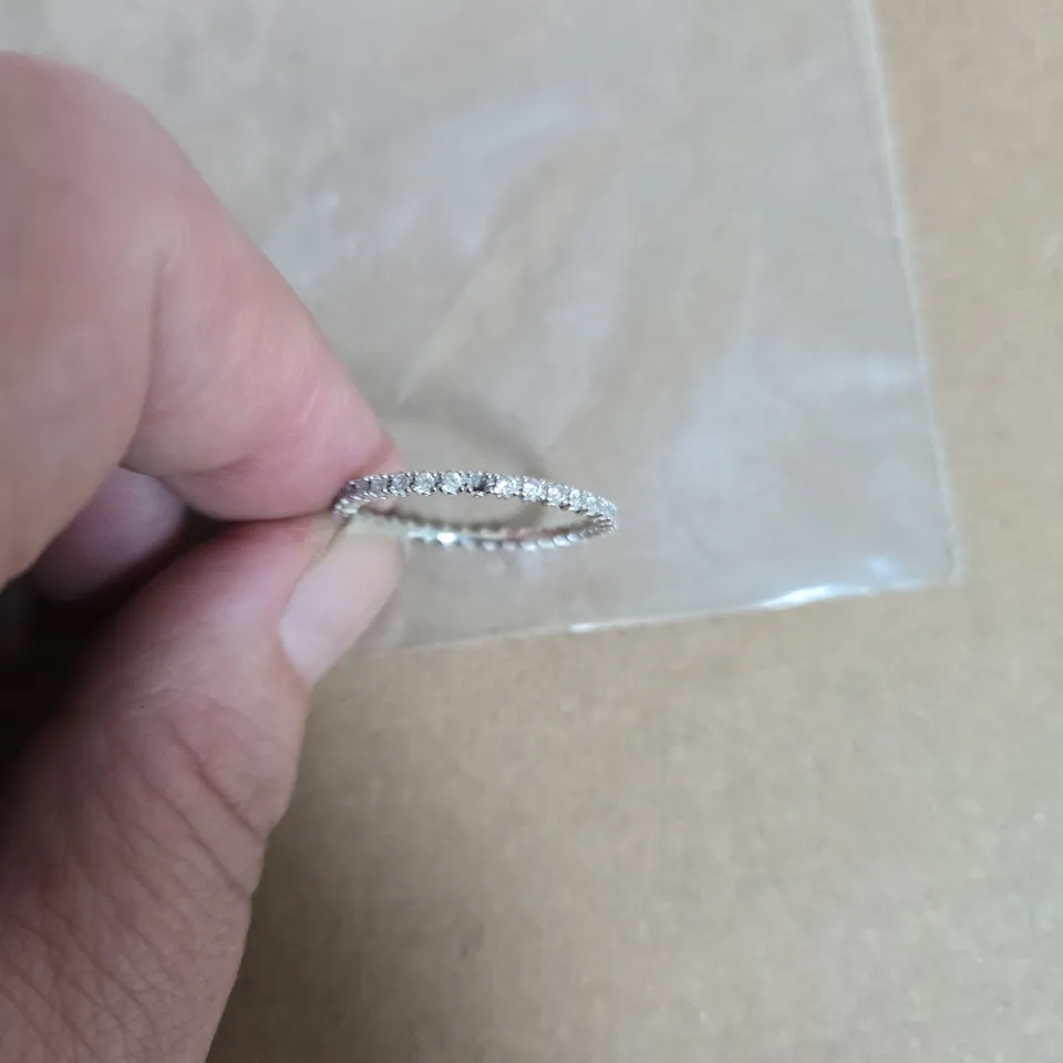 DIAMONIQUE 0.3CT TW PLATINUM PLATED MINI ICON RING STERLING SILVER