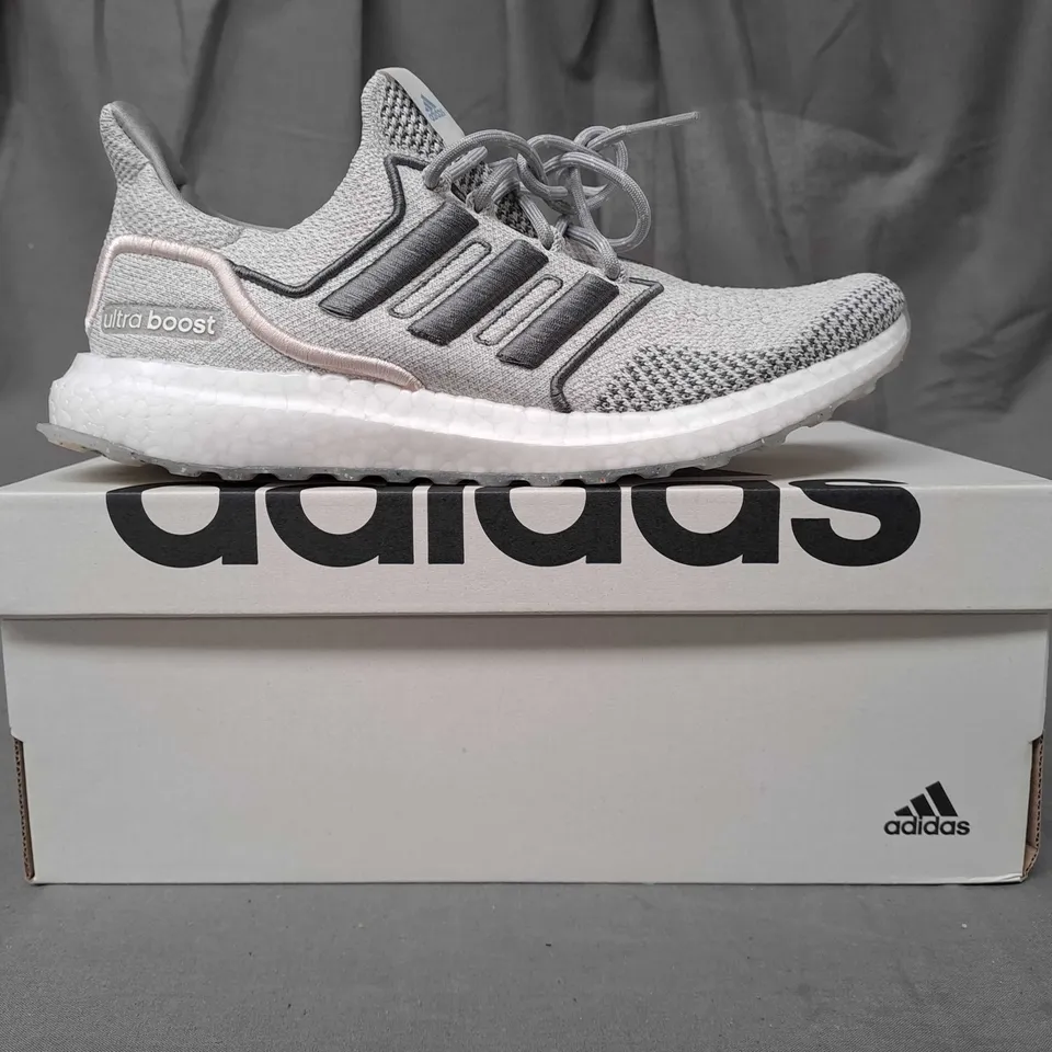 BOXED PAIR OF ADIDAS ULTRABOOST SHOES IN GREY UK SIZE 7
