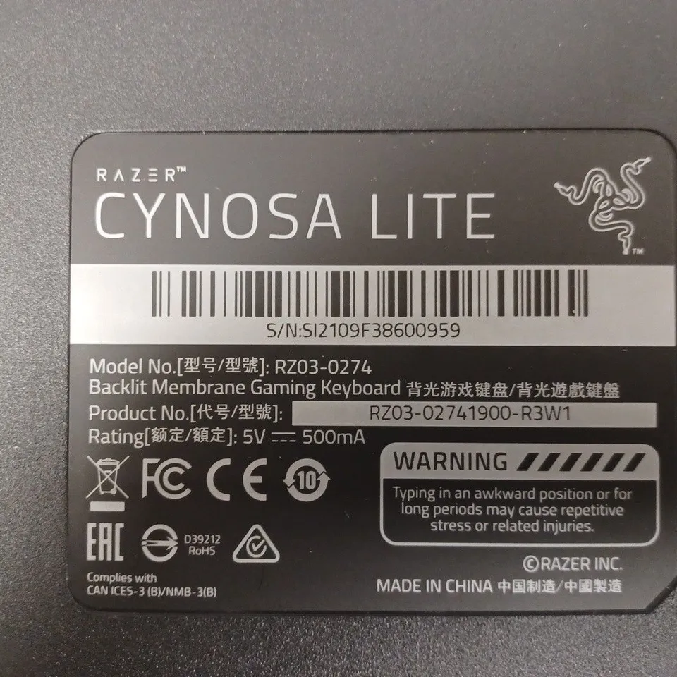 RAZER CYNOSA LITE GAMING KEYBOARD
