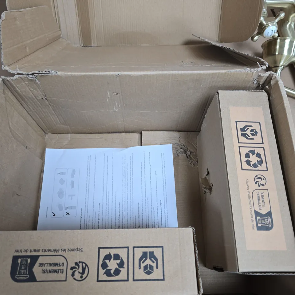 BATH SHOWER MIXER TAP – BRASS FINISH WITH WHITE CERAMIC LEVERS