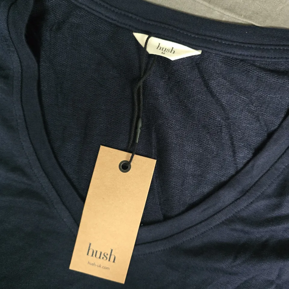 HUSH V-NECK WIDE JERSEY TOP IN MIDNIGHT - UK MEDIUM