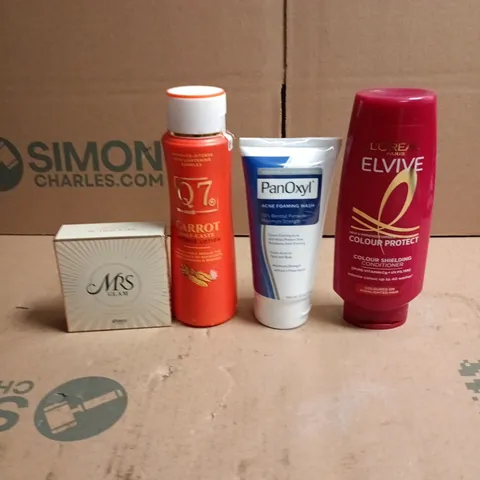 APPROXIMATEY 20 ASSORTED HEALTH AND BEAUTY PRODUCTS TO INCLUDE - MRS GLAM POWDER FOUNDATION - PANOXYL ACNE FOAMING WASH AND L'OREAL ELVIVE CONDITIONER