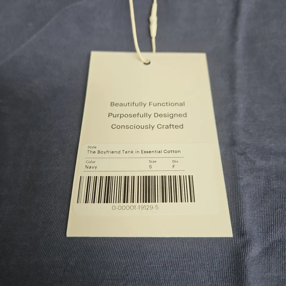EVERLANE THE BOYFRIEND TANK IN ESSENTIAL COTTON – NAVY, UK SIZE S