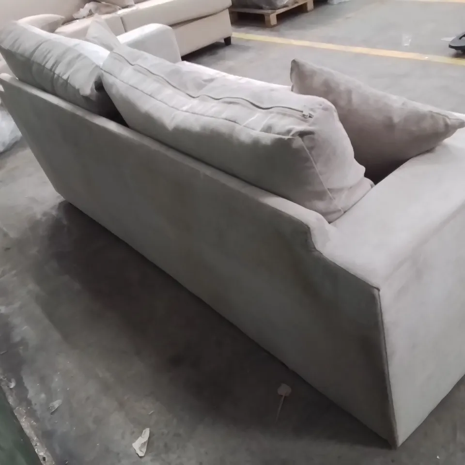 QUALITY DESIGNER 3 SEATER GREY FABRIC UPHOLSTERED SOFA