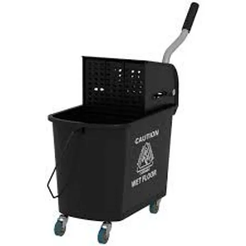 BOXED HOMCOM 20L MOP BUCKET ON WHEELS, WITH WATER SEPARATION PANEL - BLACK