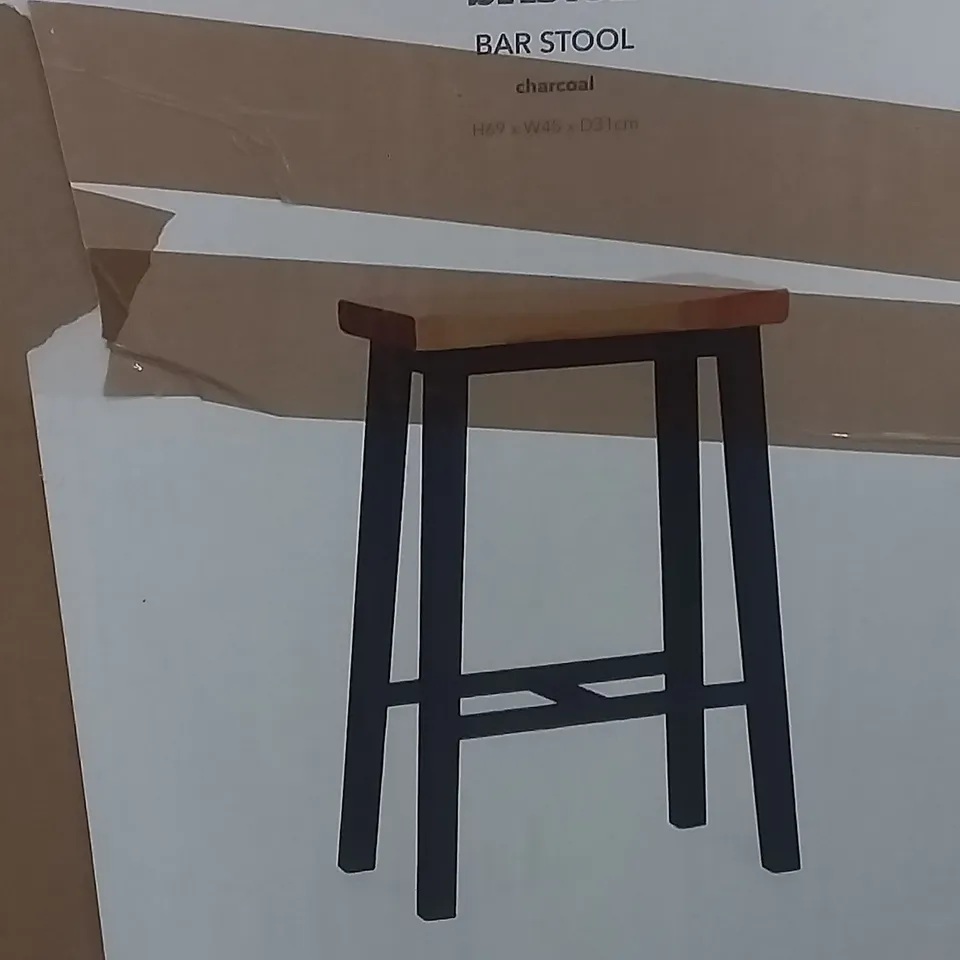 BOXED BRISTON BAR STOOL IN CHARCOAL - H69XW45XD31 CM 