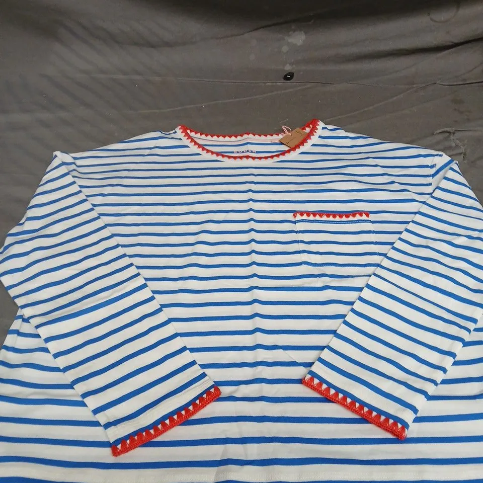 BODEN LONG SLEEVE STRIPPED TOP SIZE M