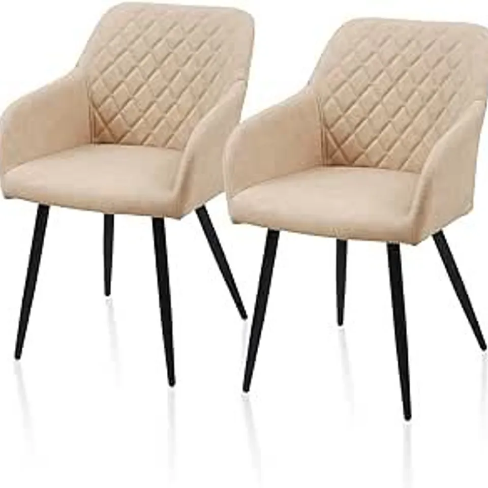 BOXED GARVIES SET OF TWO CREAM DINING CHAIRS (1 BOX)