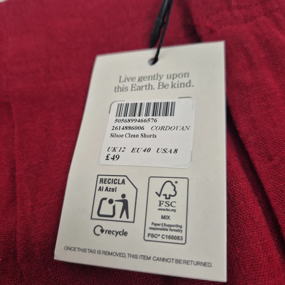 NOBODYTS CHILD SILSOE CORDOVAN SHORTS – RED, UK 12
