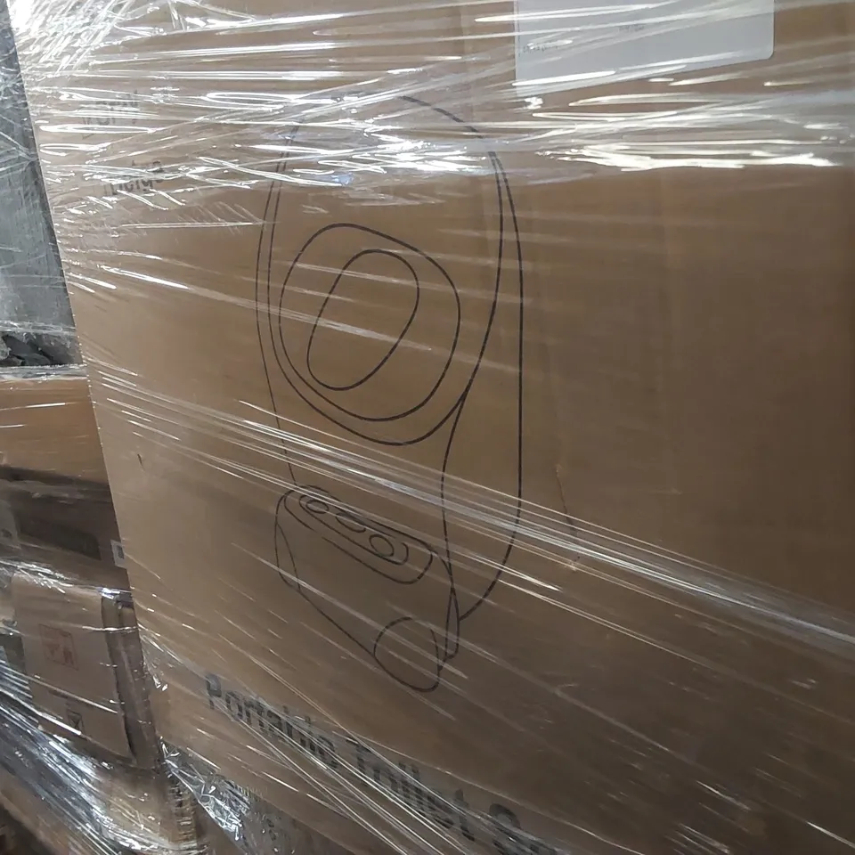 PALLET CONTAINING A LARGE ASSORTMENT OF CONSUMER PRODUCTS INCLUDING: PORTABLE TOILET SEAT SETS, LED GROW LIGHTS, MULTIFUNCTIONAL BATHROOM STOOLS ECT