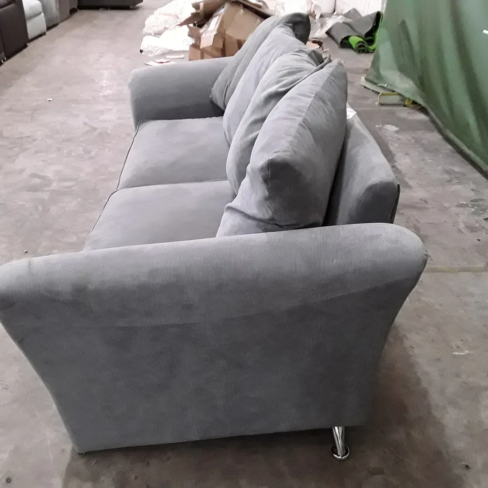DESIGNER 3 SEATER SOFA - GREY FABRIC 