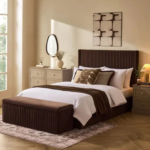BOXED DUSK MELROSE OTTOMAN STORAGE BED - CAPPUCCINO // SIZE: 5FT KING (2 BOXES)