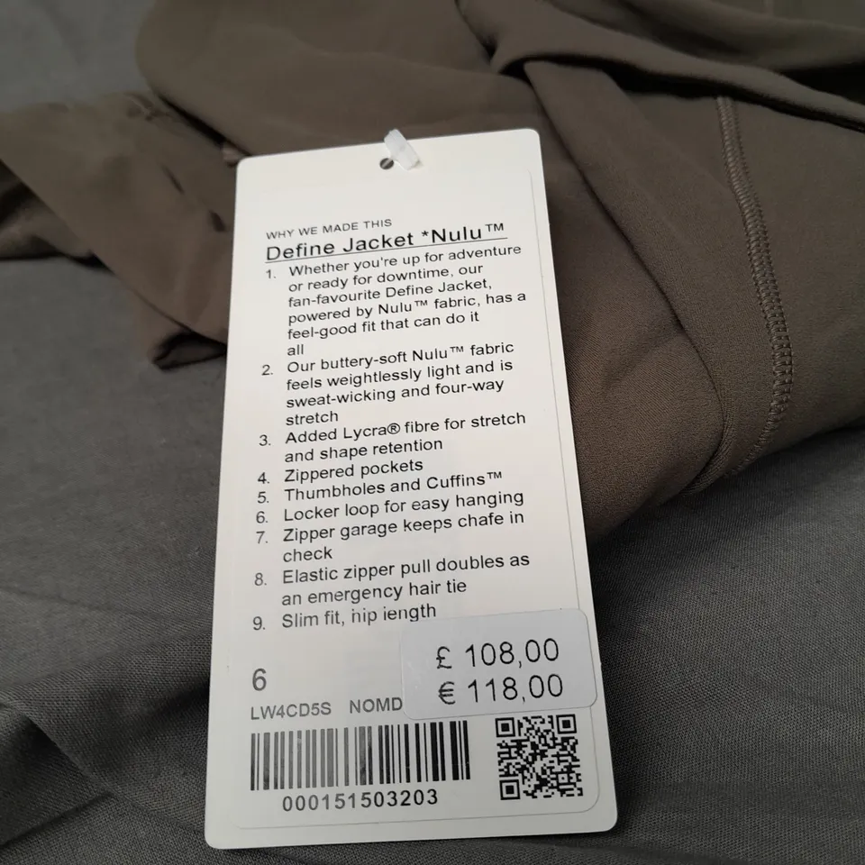 LULULEMON DEFINE JACKET SIZE 6