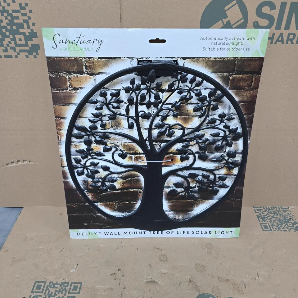 SANCTUARY HOME & GARDEN DELUXE WALL MOUNT TREE OF LIFE SOLAR LIGHT