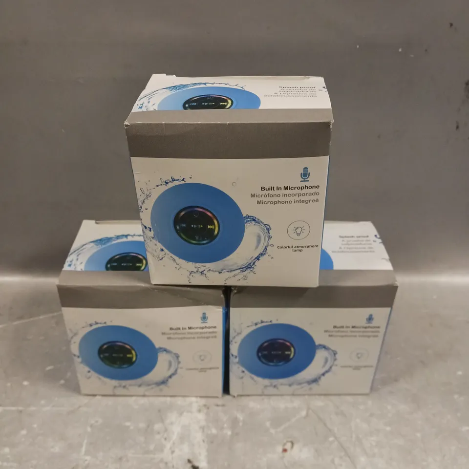 3 X BOXED SPLASH PROOF WIRELESS SPEAKERS